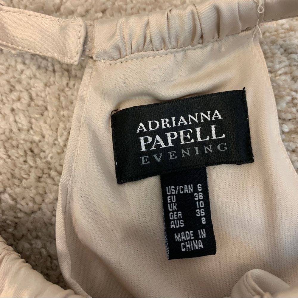 Adrianna Papell evening cream satin crochet lace halter dress Sz 6 - Picture 7 of 12